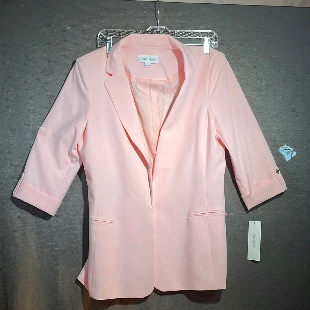 Calvin Klein Pink‎ Tailored Blazer with Textured Fabric